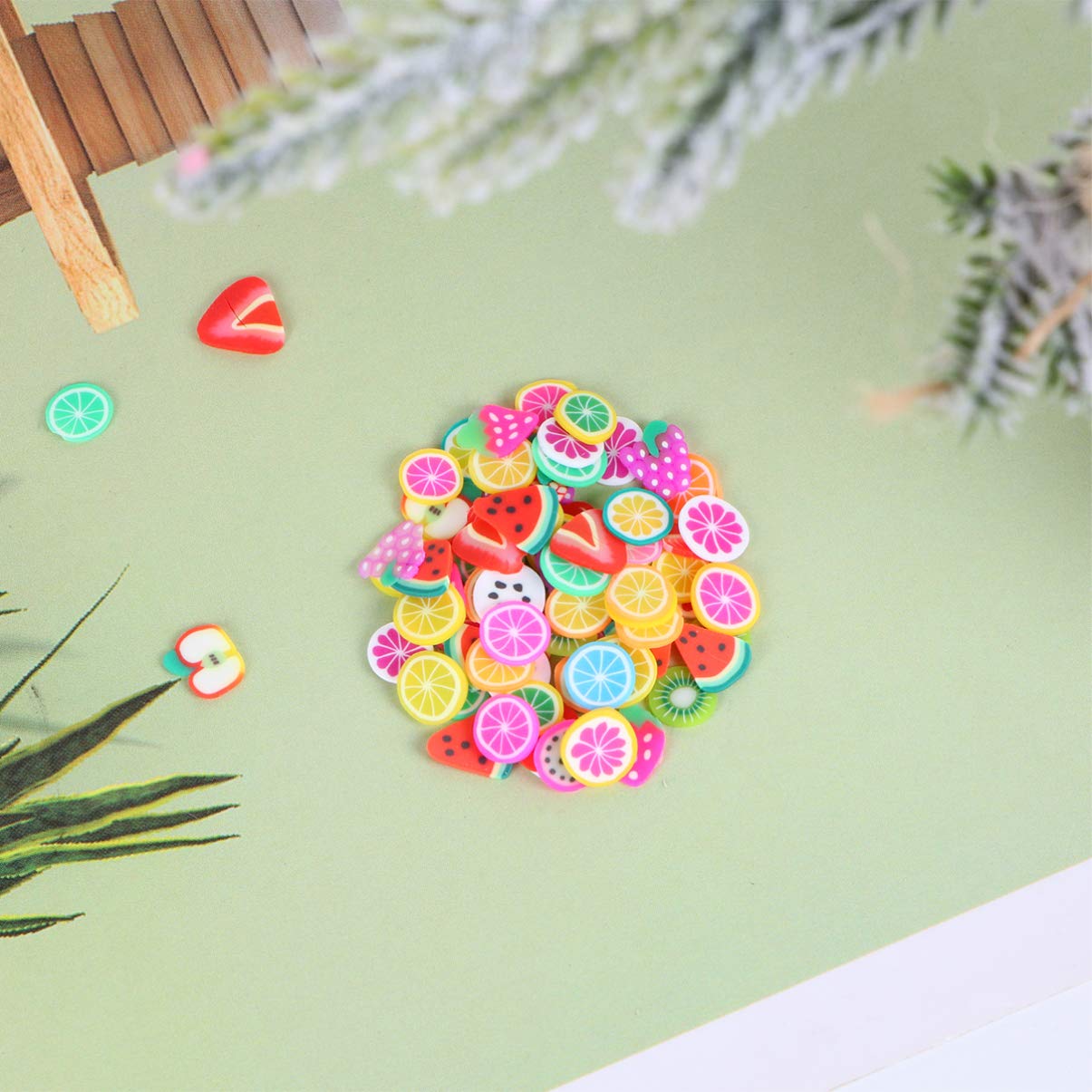 FRCOLOR Décor De Paillettes 1000Pcs Ongles Art Polymère 3D Fruits Nail Art Tranches