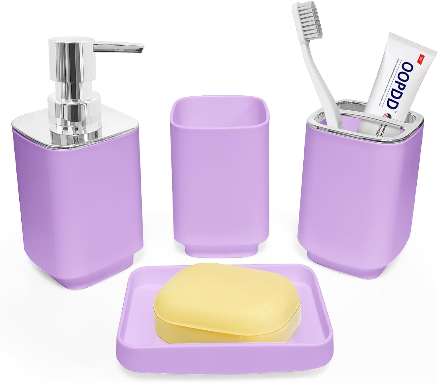 4 Piece Bathroom Accessory Sets, Blue Bathroom Accessories Sets Include Toothbrush Holders Set, Soap Dispenser, Soap Dish and Toothbrush Cup, Modern Bathroom Decoration