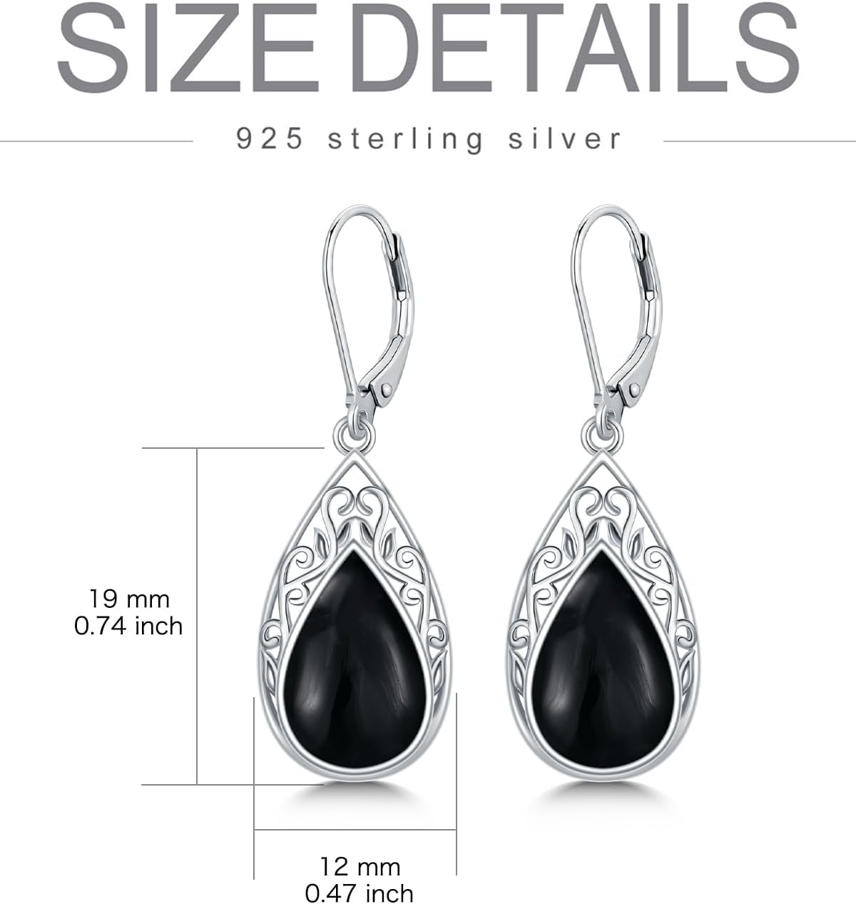 Teardrop Filigree Earrings for Women 925 Sterling Silver Teardrop Gemstone Dangle Earrings Fine Jewelry Gifts for Women Wife Mom