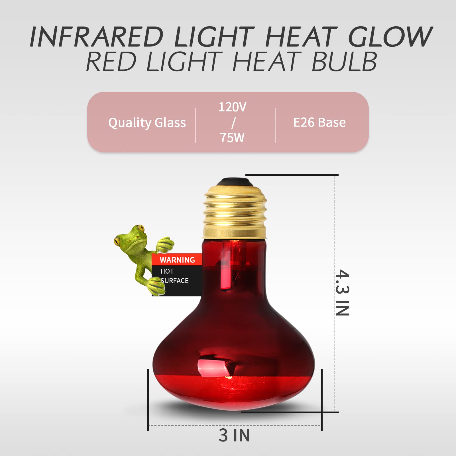 FIVEAGE 75W Red Heating Light Infrared Bulb UVA Spot Heat Lamp For