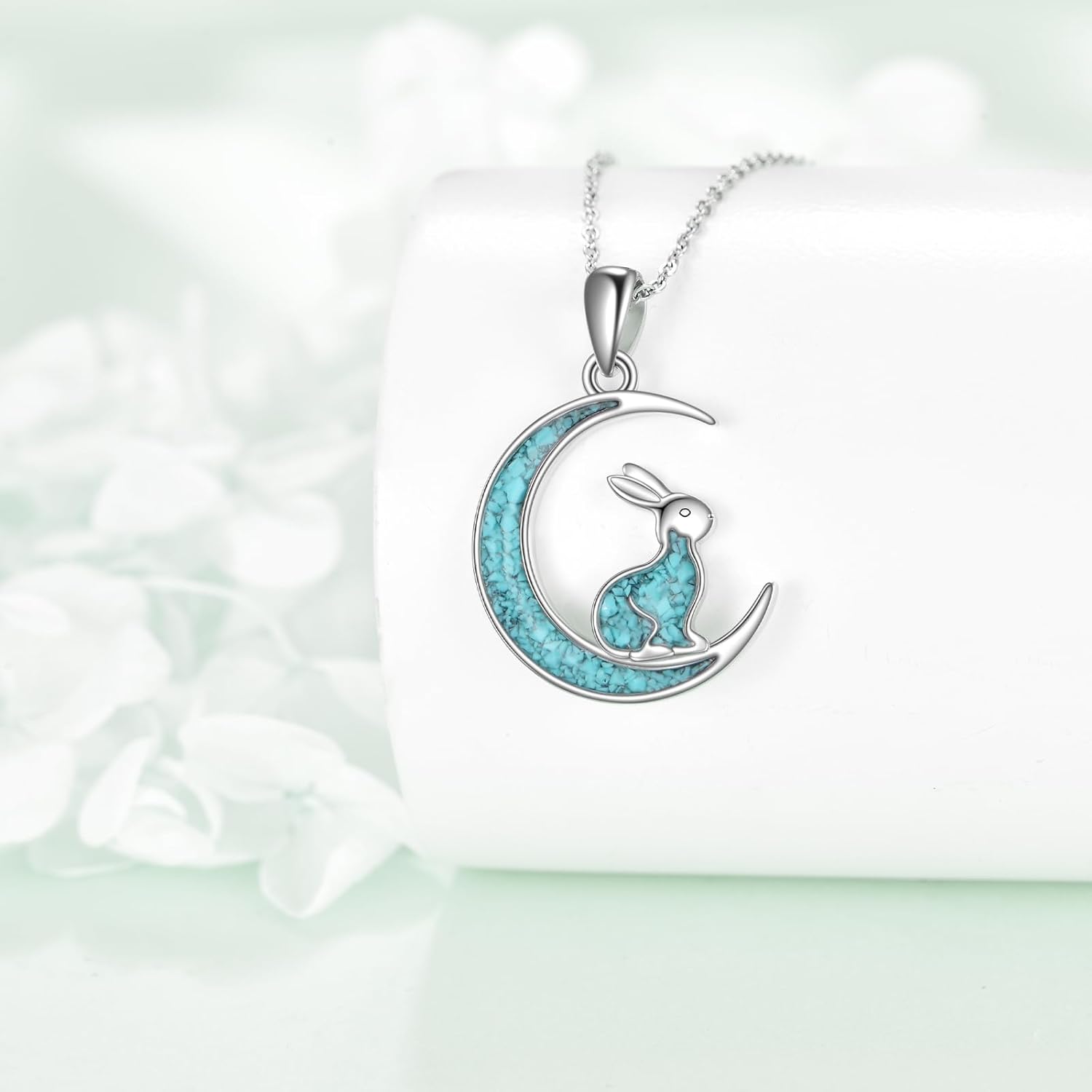 ONEFINITY Rabbit Necklace Sterling Silver Moon Bunny Pendant Necklace Mothers Day Gifts for Women Mom