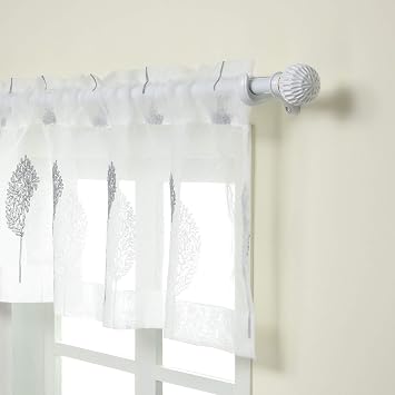 VOGOL Leaf Pattern Tier Curtain & Valance Set, 30 x 36 & 52 x 18, 3 Panels