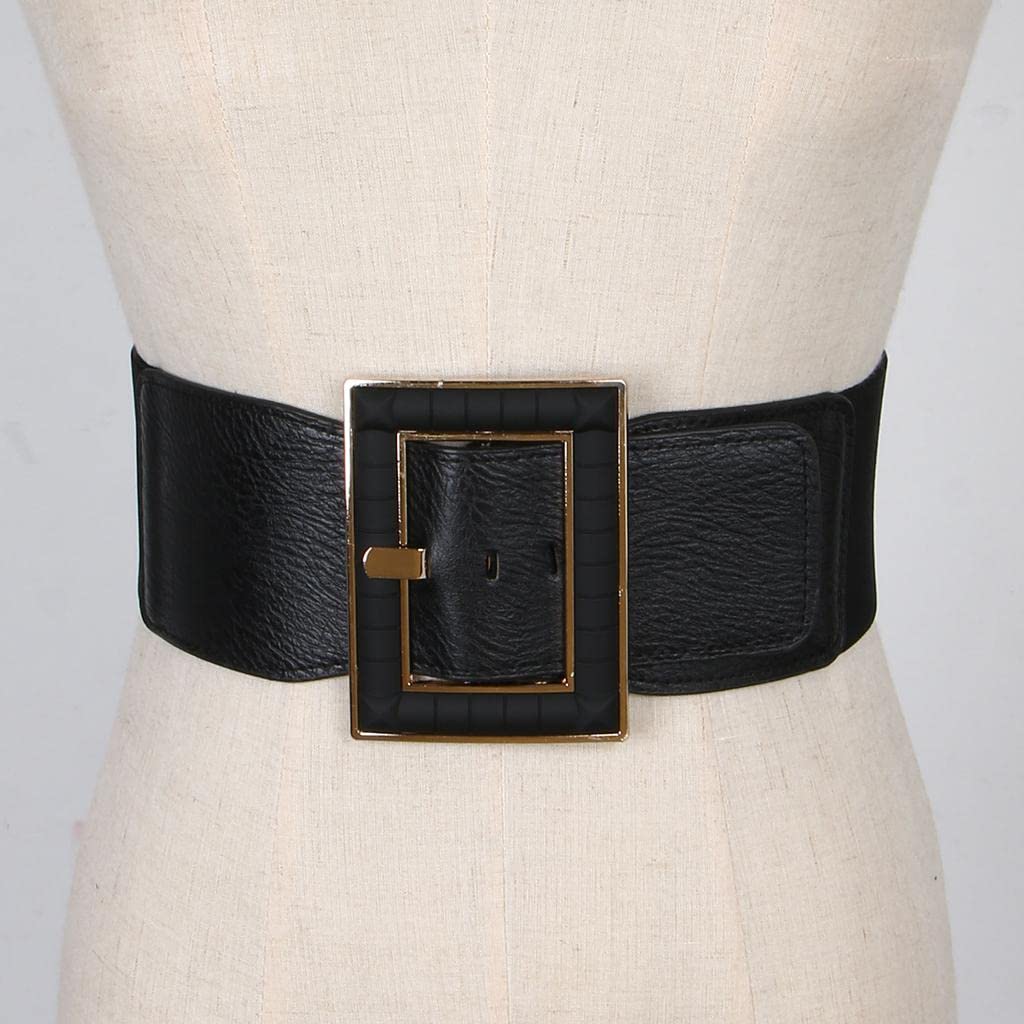 URJIX™ Womens Vintage High Waist Elastic Wide Stretch Belt Cinch Dress Belt-image-15