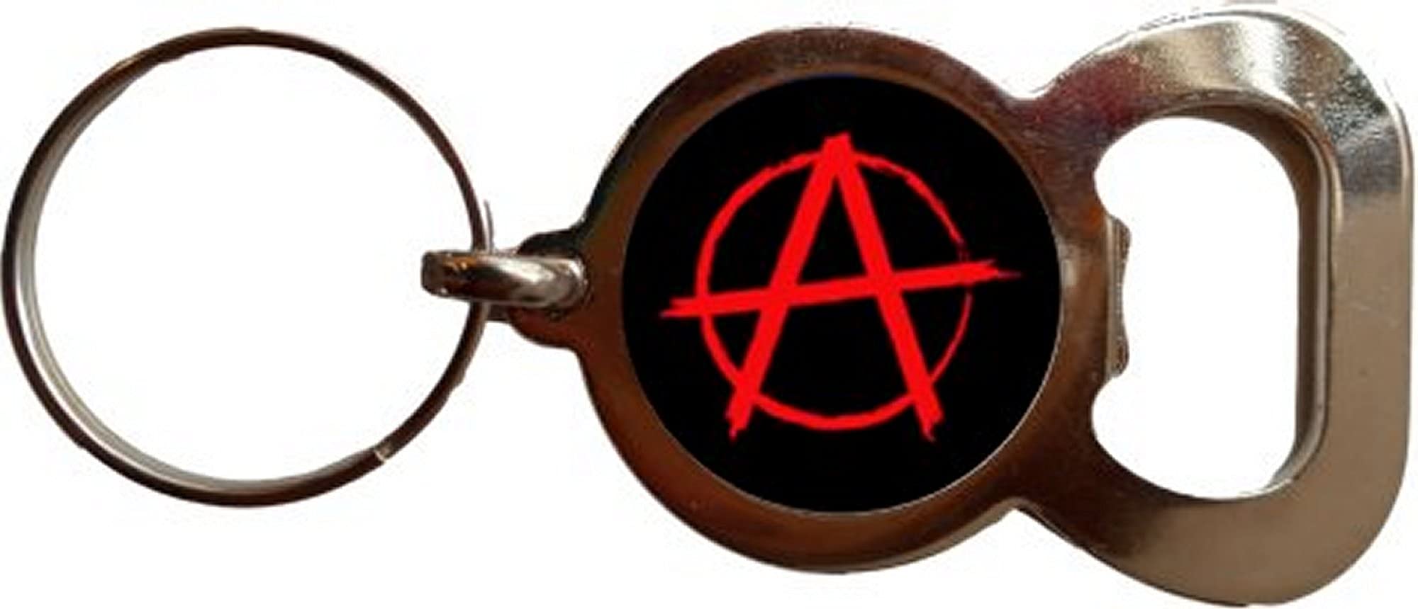 Anarchy Red Punk Bottle Opener Metal Keyring And Velvet Gift Bag
