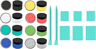 JAJADO 8 Jars Chalk Paste with 8 Pcs Screen Printing Squeegee Chalk Paste Tool Set, Rubber Stir Sticks for Silk Screen Transfers Stencils Chalk Paste Paint or Ink Painting on T-shirt, Wood, Furniture