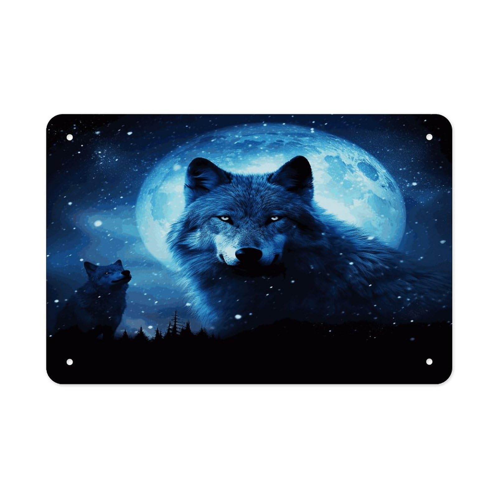 LDGSUPH Wolfs Metal Tin Sign Wall Art Prints Folded Edge Iron Sheet Painting with Holes for Wall Prints Decorative Picture Metal Signboard Decor Painting Wall Decor