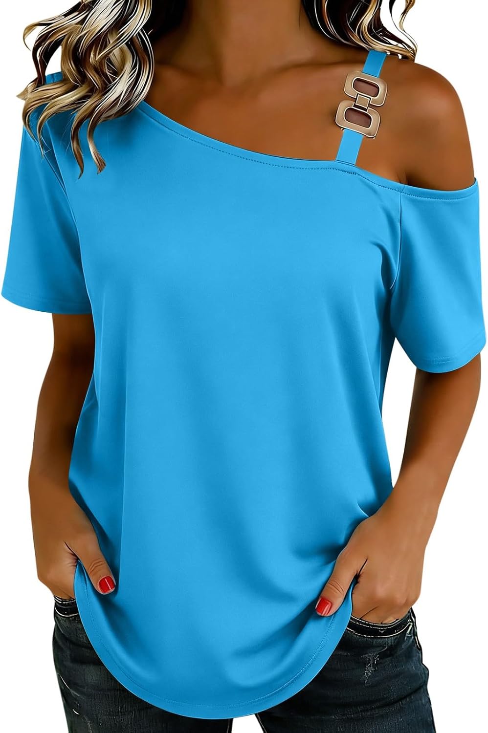 Womens Summer Cold Off Shoulder Tops Sexy Casual Cute Tunics Short Sleeve Loose Fit T Shirts Blouse 2026