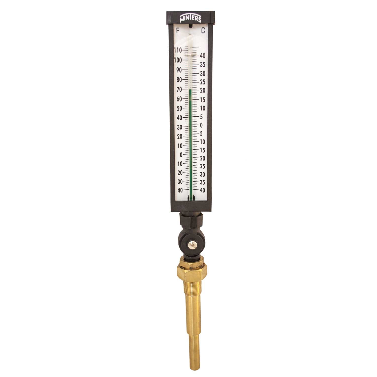 Winters TIM Series Dual Scale Valox Industrial 9IT Thermometer, 6 Stem, 3/4 NPT with Thermowell, -40-110 F/C Range