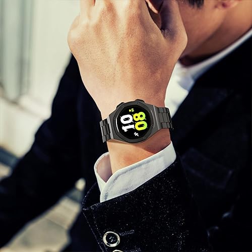 Miniatura 5 de Funda de lujo con correa diseñada para Samsung Galaxy Watch 654 de 1.732 pulgadas, resistente funda protectora militar de metal con correa táctica