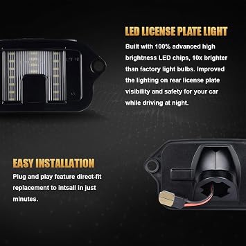 LED License Plate Lights Tag Lamp Assembly for Ford Mustang 2005-2009