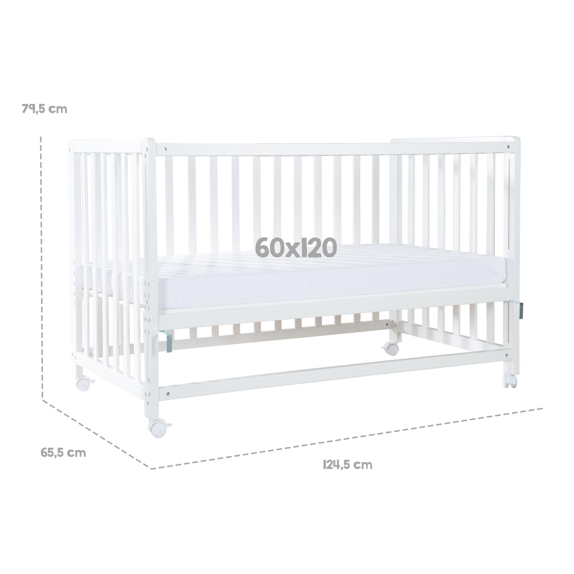 roba Beistellbett 60 x 120 cm - Jumbotwins - Babybett zum Anstellen - Inklusive Matratze, Bettwäsche, Himmel im Elefanten Design - Mobil & Höhenverstellbar - Holz Natur