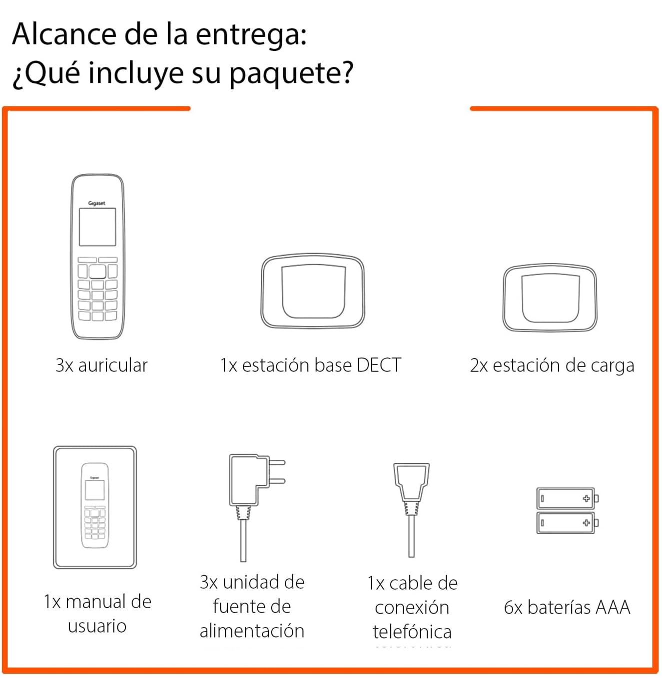 Gigaset A690 Trio - Tres Teléfonos DECT Inalámbrico - Pantalla Gráfica en Blanco y Negro Iluminada - Gran Autonomia, Negro [Versión Española] — view 6