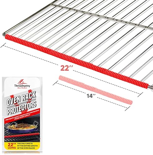 Miniatura 8 de Protectores de rejilla para horno extra largos de 22 pulgadas, color rojo (paquete de 2), ajuste de longitud completa en hornos de Estados Unidos de