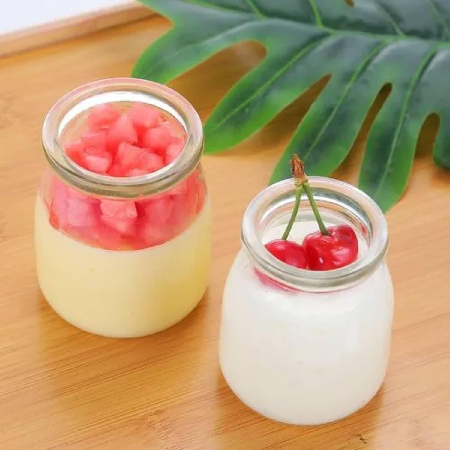 200 ml Durchsichtige Joghurtgläser mit Deckel (12 Stück), Mehrzweck-Nachtischgläser für Marmelade, Honig, Desserts, Kerzen, Spülmaschinen-, Gefrierschrank- & Mikrowellenfest,mit Seil und Anhänger