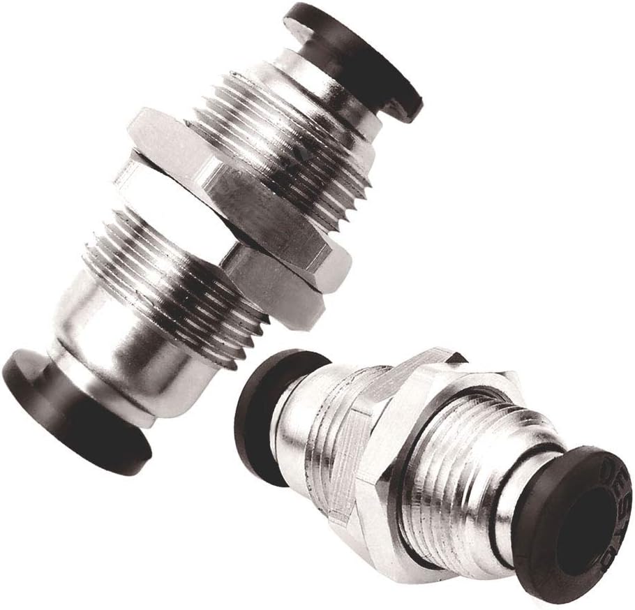 Beduan Pneumatic Plastic Bulkhead Union Fitting 12mm Tube OD x 12mm Tube OD Push to Connect Air Fitting (Pack of 2)