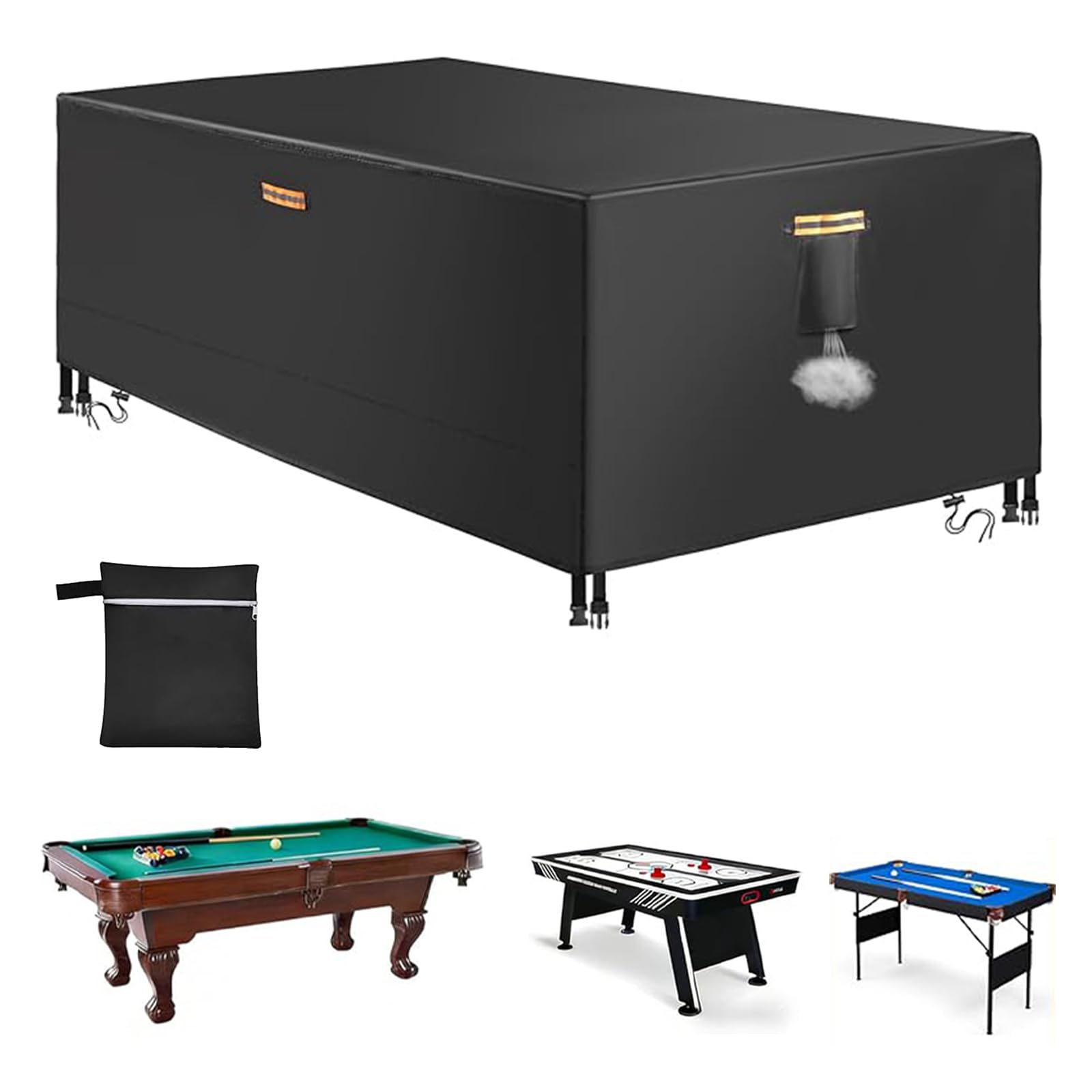 6/6.5/7/7.5/8/8.5/9/10/12FT Billiard Pool Table Covers Waterproof Cover for Pool Table with Storage Bag Indoor Outdoor Sun Snow Dust Protection Snooker Tables Covers,black,6.5ft(213×122×82cm)