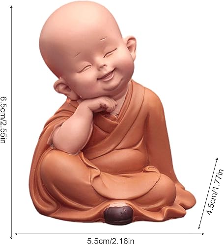 Miniatura 2 de Estatuas de monje de Buda en miniatura, linda figura de monje de resina, figuras de monje de Buda, adorno para tablero de automóvil, escritorio,
