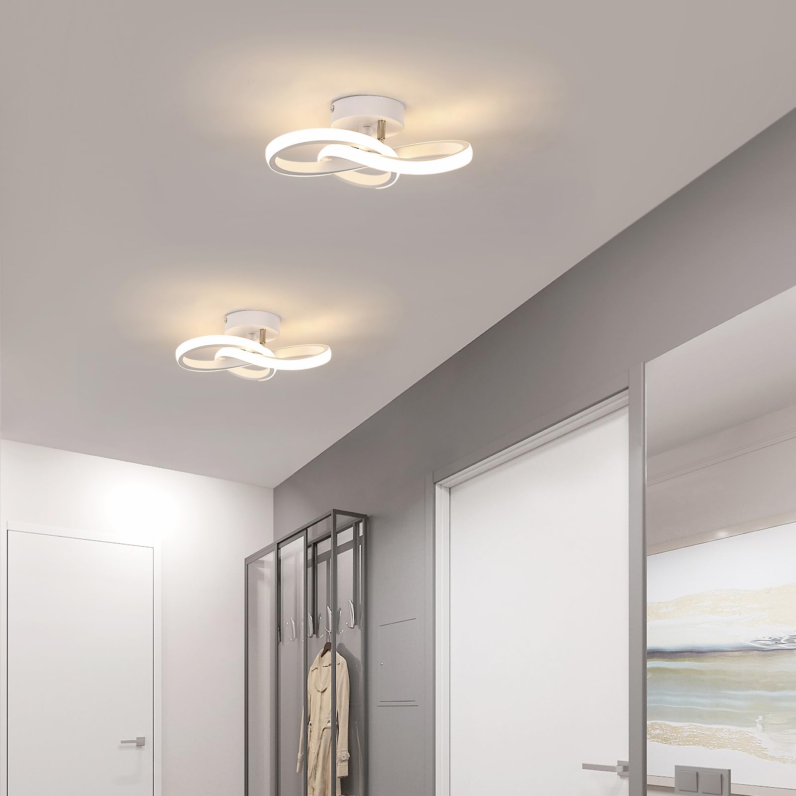 Toolight Plafoniera LED Moderna, 22W 2475LM Lampada da Soffitto in Acrilico Design Fiore, Lampadario LED Bianco per Cucina Corridoio Camera da Letto Soggiorno, Bianco Naturale 4500K, Dia 25cm