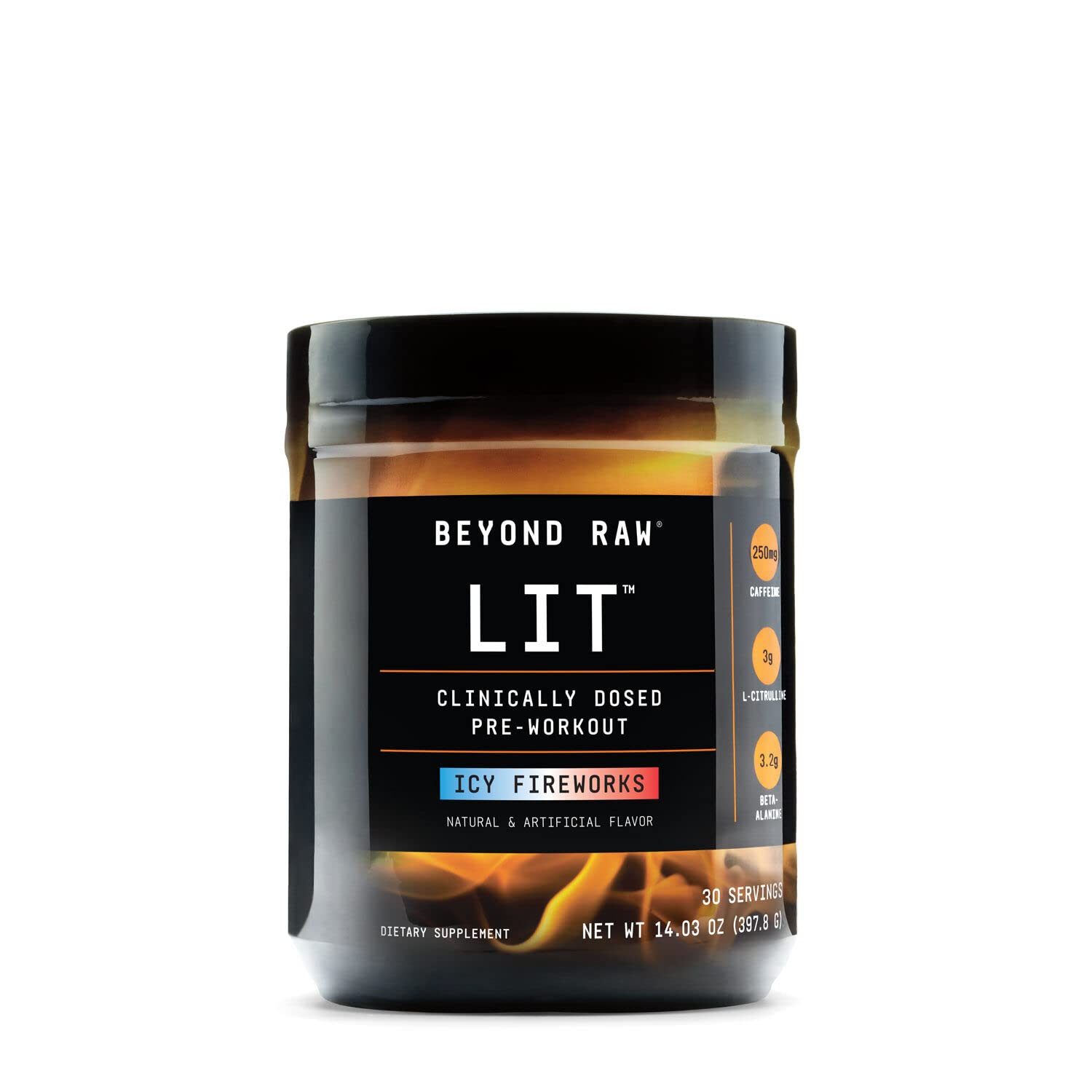 Beyond Raw LIT | Clinically Dosed Pre-Workout Powder | Contains Caffeine, L-Citruline, and Beta-Alan