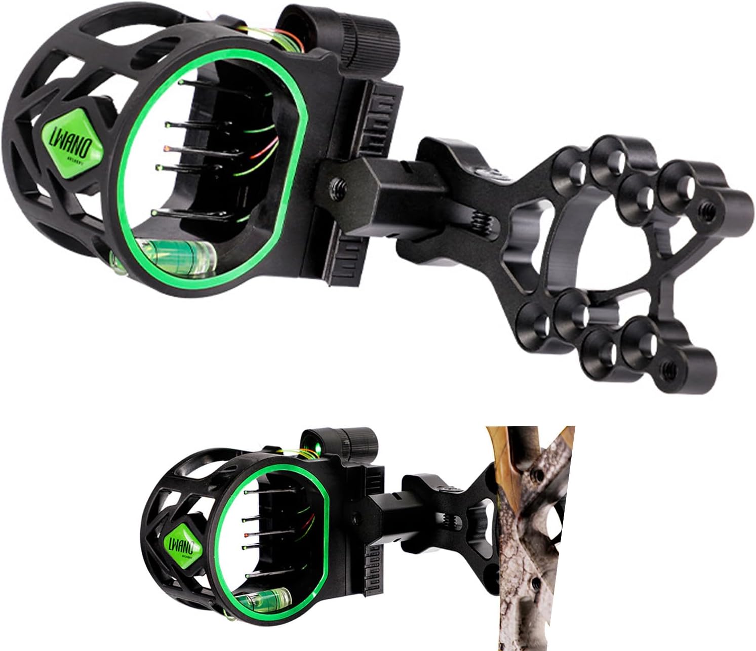 Archery Bow Sight Compound Bow Sight 5 Pin Bow Sights Micro Adjustable with Bow Sight Light Aluminum Alloy Sight for Right and Left Hand