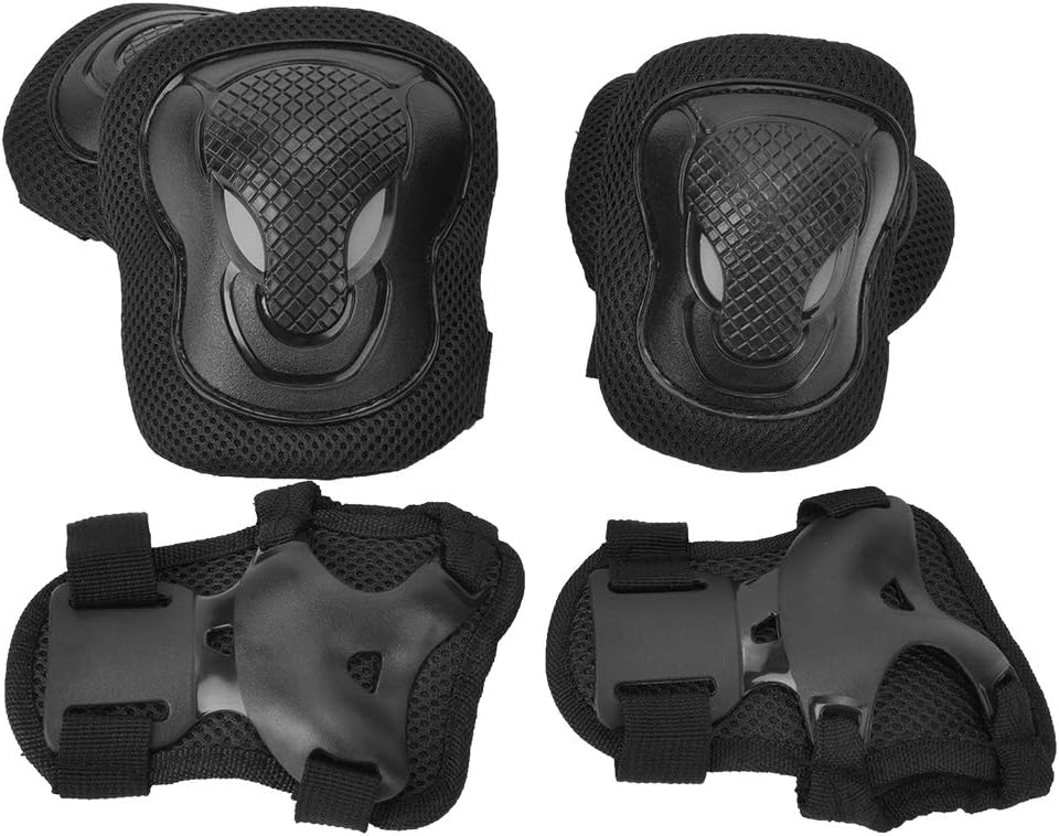 Karlak Adult Roller Skate Protection Gear Set, Durable Knee Pads, Elbow Pads & Gloves for Extreme Skating Enthusiasts, 10mm Sponge Padding - Red, Blue, Black - 6 Pieces