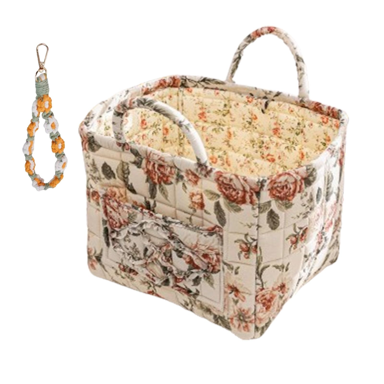 Boho Fabric Storage Basket, 2025 New Boho Quilted Fabric Storage Basket, Large Capacity Collapsible Laundry Hamper, 12.99x10.63x10.24 in Portable Folding Bag (O)