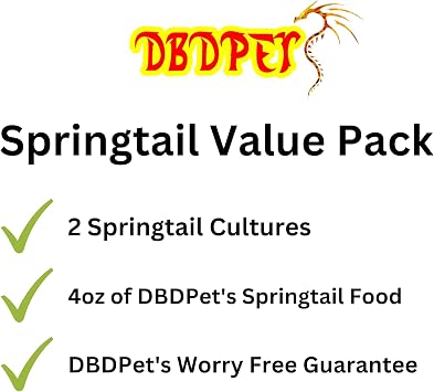 DBDPet Live Springtail Cultures - Great for Terrariums, Vivariums, and More - Microfauna for Bioactive Reptile & Amphibian Cages (Value Pack (2 Cultures & Food))