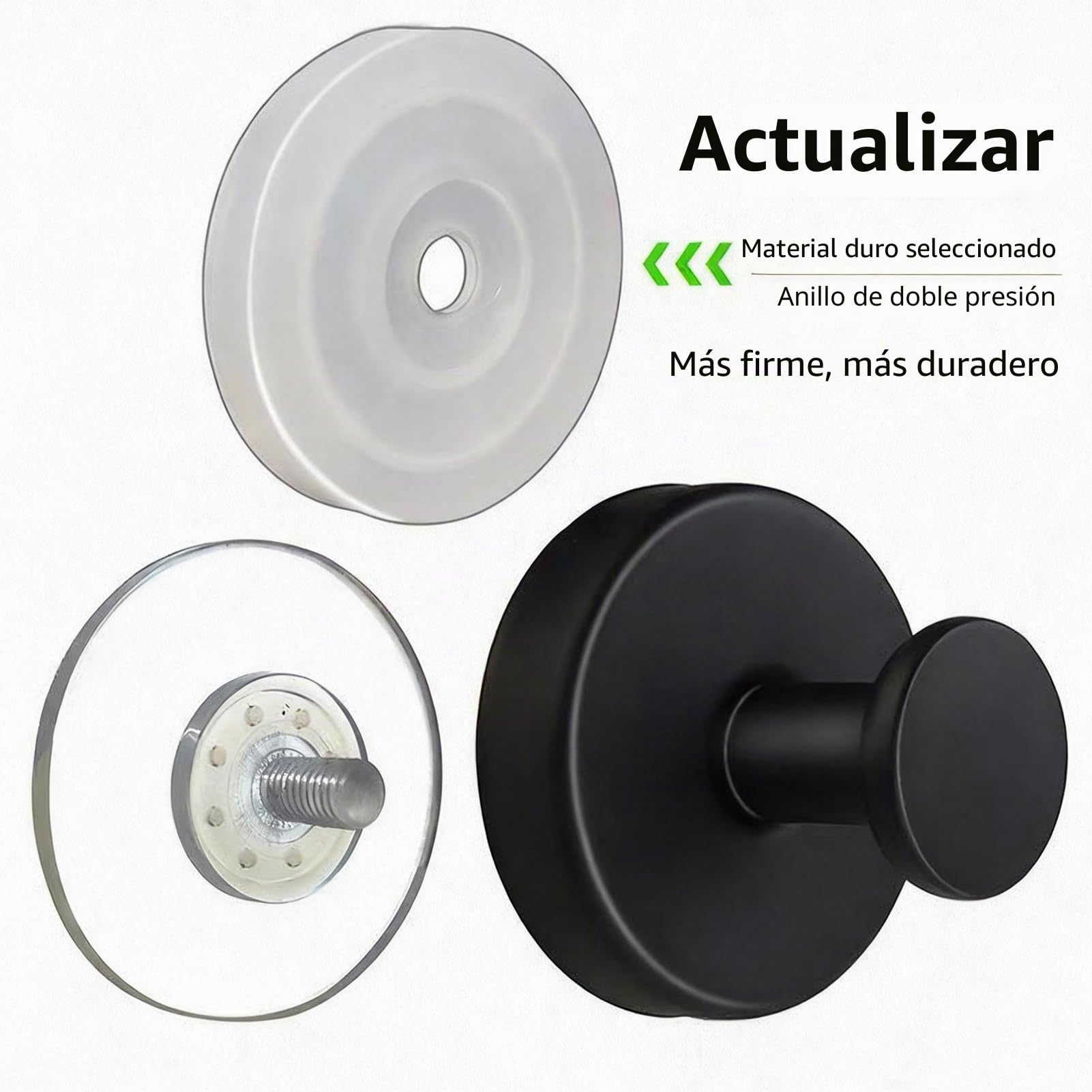 2 PCS ganchos de acero inoxidable con ventosa. toallero ventosa, ganchos con ventosa sin taladrar, percheros, ganchos de pared, para baño, cocina y oficina (Dorado)
