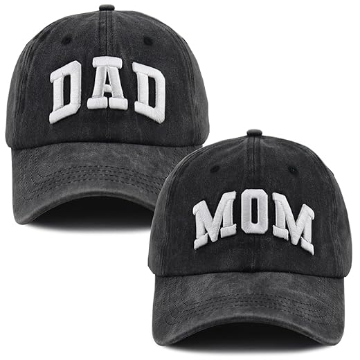 Mom and Dad Hats, New Parents Gifts for Couples, Adjustable Cotton 2 Pcs Mama Papa Baseball Caps, Fathers Mothers Day Christmas Birthday Gift for Women, Men, Daddy, Grandma, Grandpa from Daughter Son
