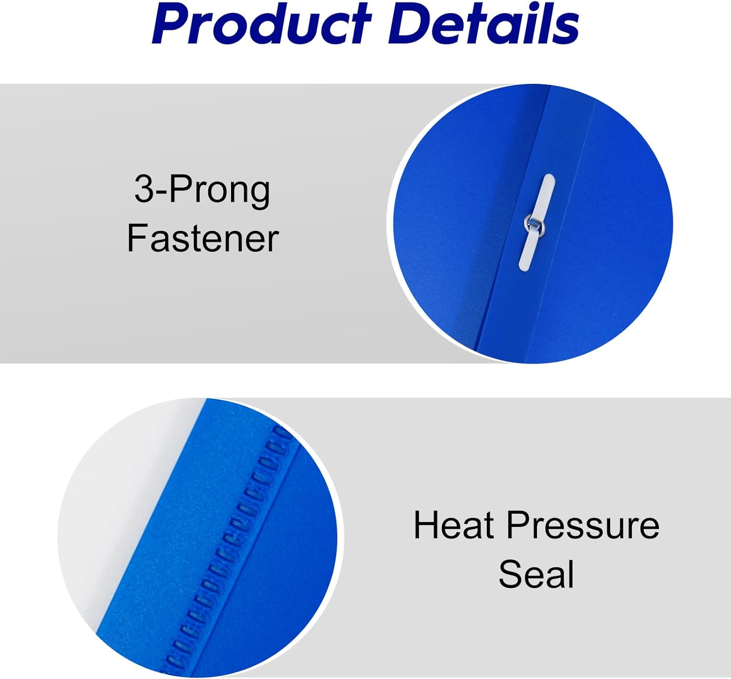Blue Plastic Folders with Pockets and Prongs, 2-Pocket Folders with 3 Fasteners, 6-Pack Holds 8-1/2" x 11" Paper for School/Office/Home