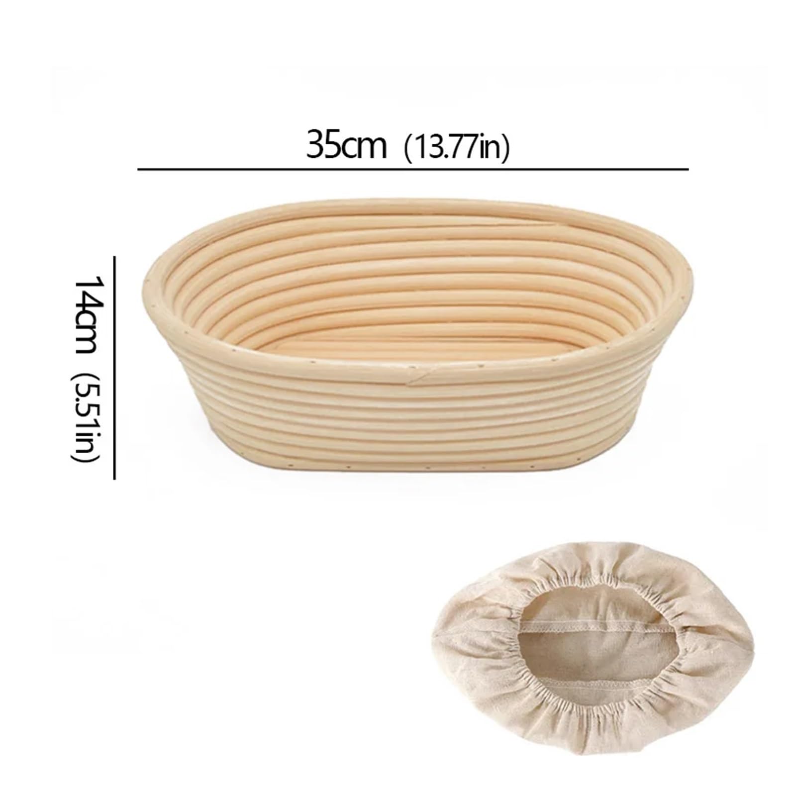 Cesta de ratán for fermentación masa, cuencos, suministros for hornear(35x14cm)