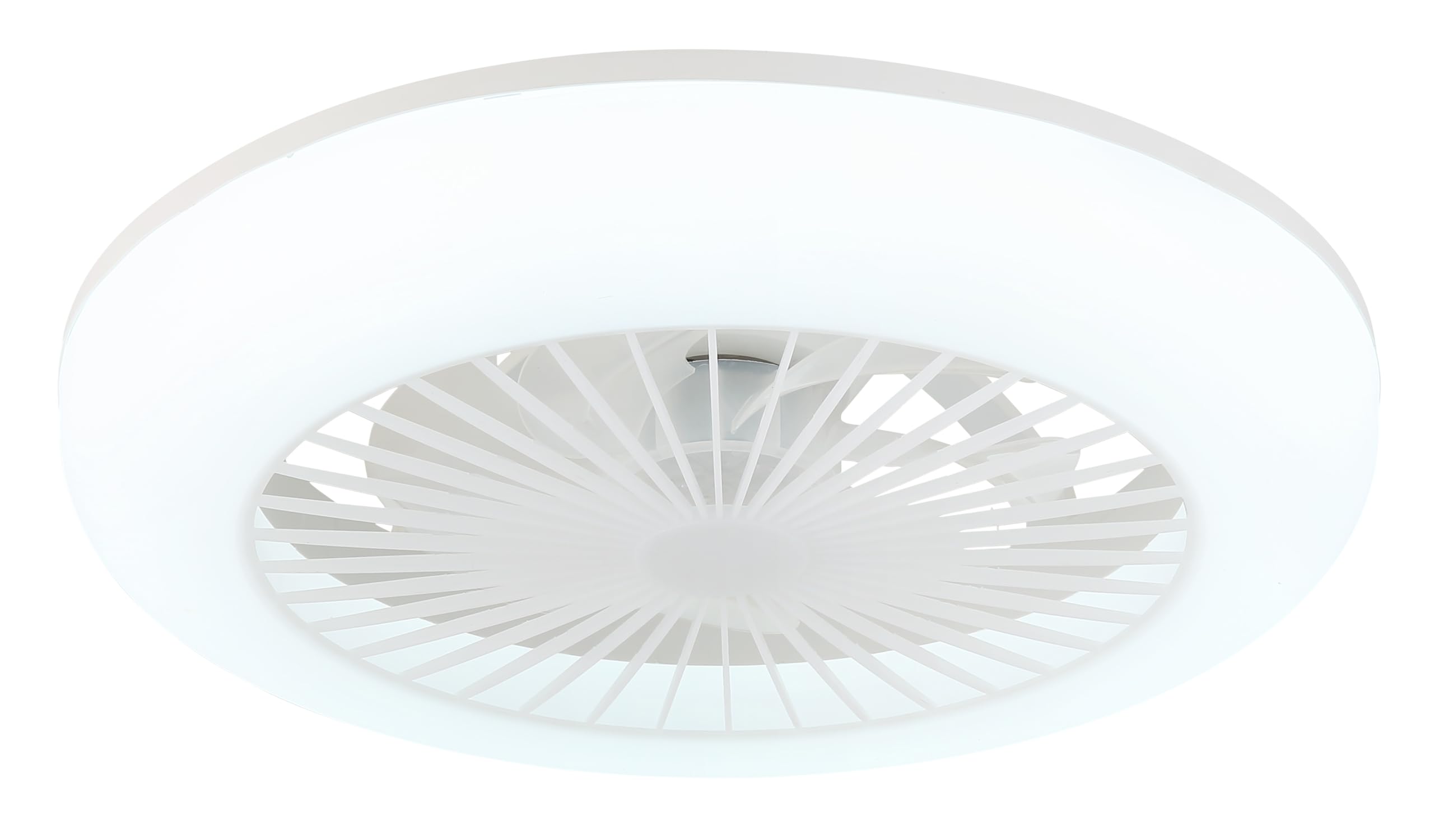 Deckenventilator Kunststoff weiß matt, Kunststoff transparent, Kunststoff opal, dimmbar, mehrere Stufen über Wandschalter, Farben fixierbar, Memoryfunktion, Nachtlicht, Timer, Fernbedienung, Batterie