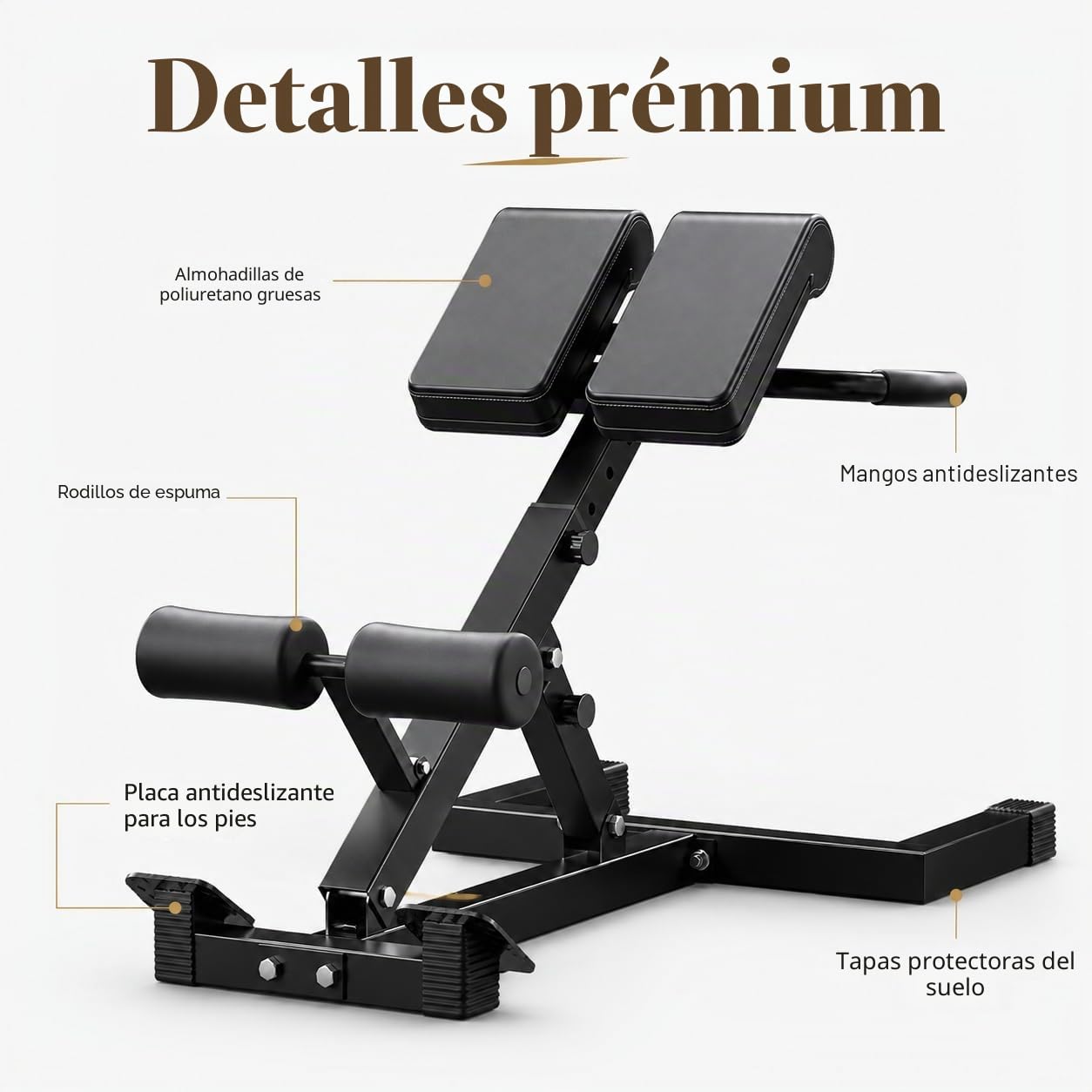 Silla romana para gimnasio en casa, banco de hiperextensión para ejercicio de espalda y abdominales, máquina de rizar piernas ajustable resistente con 5 opciones de altura, capacidad de peso de 330