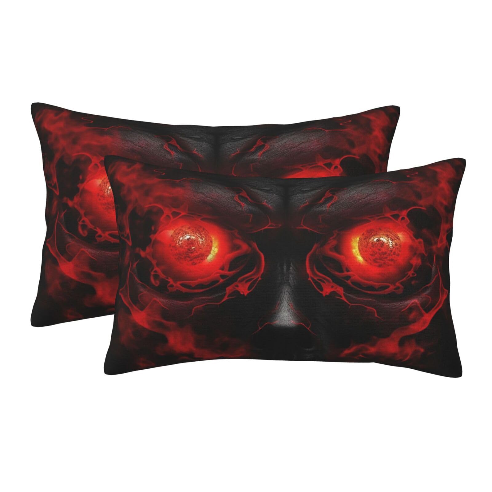 2 Pack Standard Size Pillow Cases for Hair and Skin Soft Breathable Pillow Case Covers with Hidden Zipper Red Skull Eyes Pillowcase 16"x24" Pillow Cover for Sleeping Gift