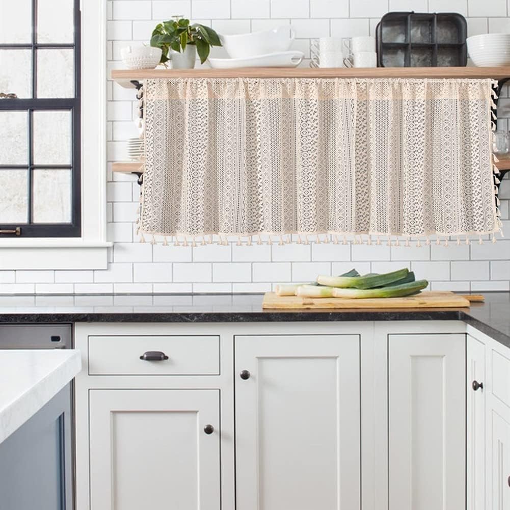 Halbtransparente Scheibengardinen für Landhausstil – Vorhän für Regal Schrank Küche Wohnwan & Schlafzimmer – e Wohnaccessoires für Wohnzimmer