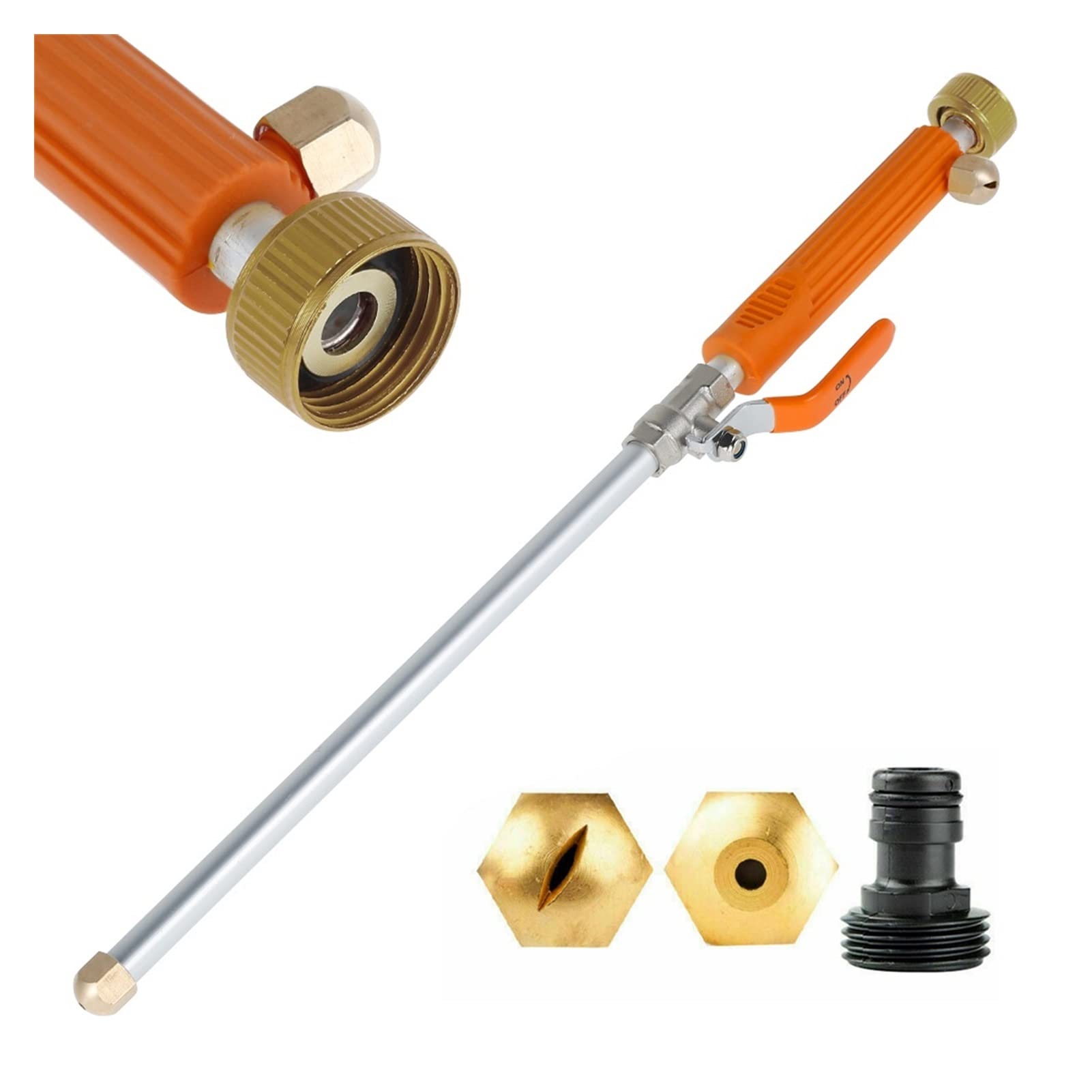 Ddqcnzpmy Orange Garden Hose Spray Gun,High Pressure Water Sprayer-Jet 46Cm Wand Nozzle Sprayer Watering Cleaning Tool(Orange)