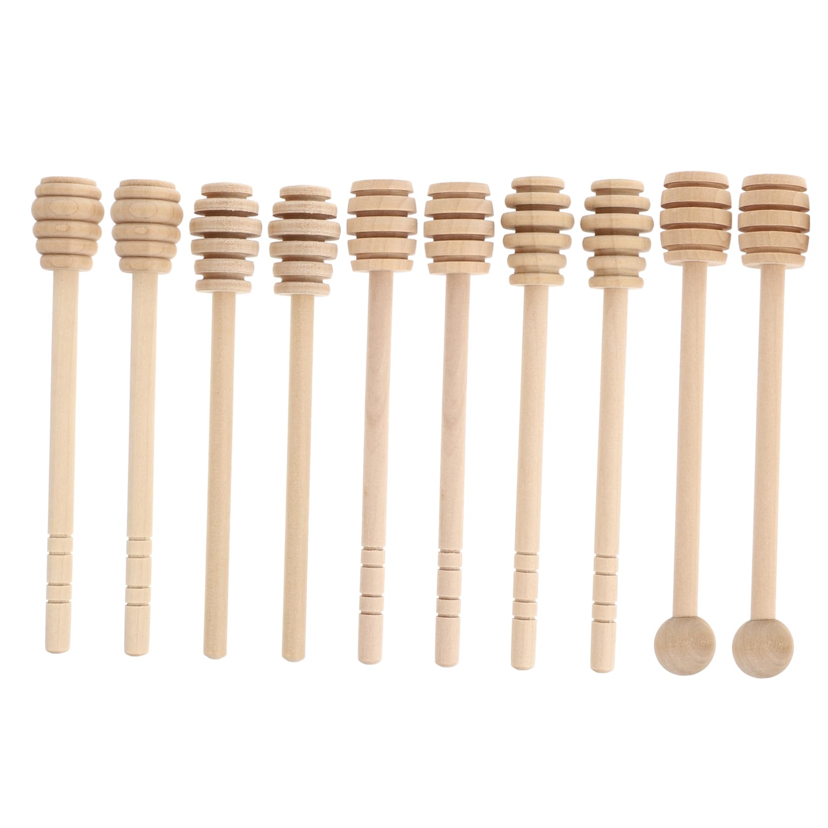 KICHOUSE 10pcs Wooden Honey Stirrer Sticks Honeycomb Sticks for Coffee Tea Milk Jam Spiral Design Safe