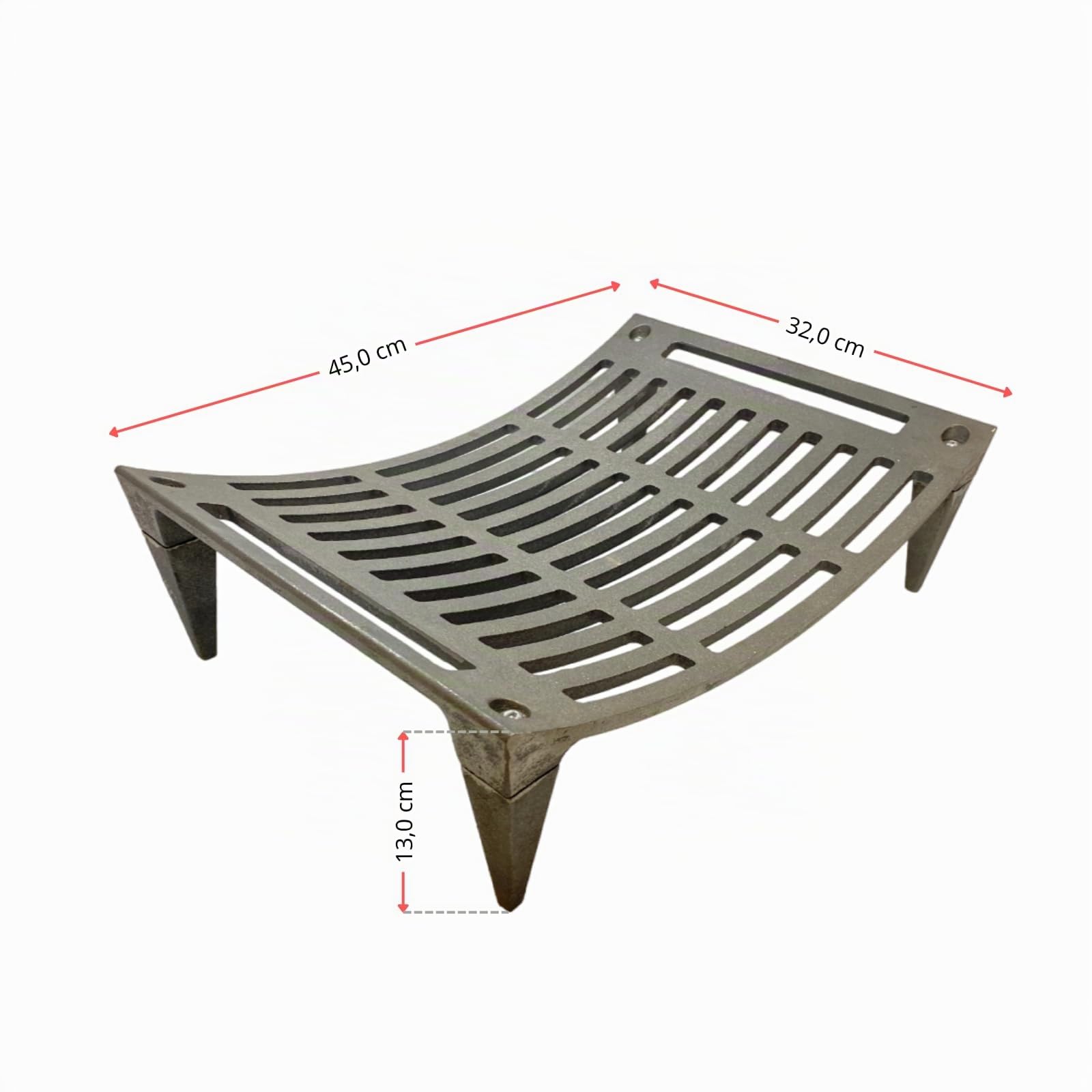 Braciere in Ghisa per Camino, Brucialegna per Caminetto, (L 45 - P 32 - H 13 cm) Peso: 8.50 kg, Resistente ad Alte Temperature, Made in Italy