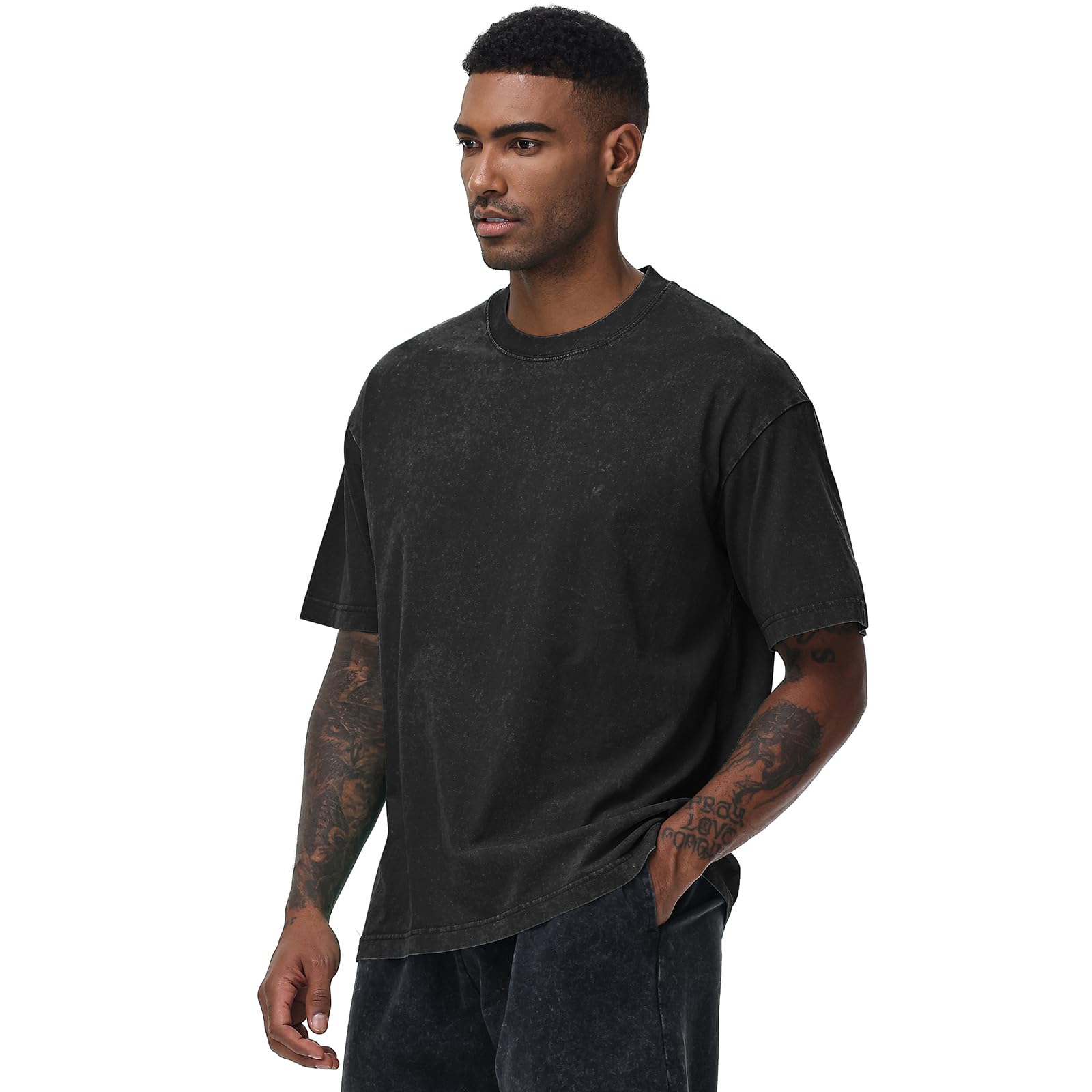 Koszulka oversized dla mężczyzn, z grubej bawełny, regularny krój, basic, zestaw t-shirtów, na lato, na co dzień