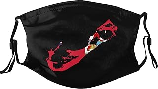 Flag Map of Bermuda Face Mask Washable Reusable Adults Breathable with 2 Filters Black