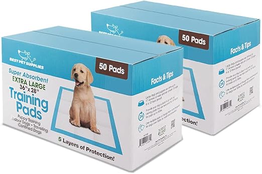 Best Pet Supplies Puppy Pads - Disposable, Dog Training Potty, Super Absorbent Blue Puppy Pee Pads for Dogs (Pack of 100) X-Large