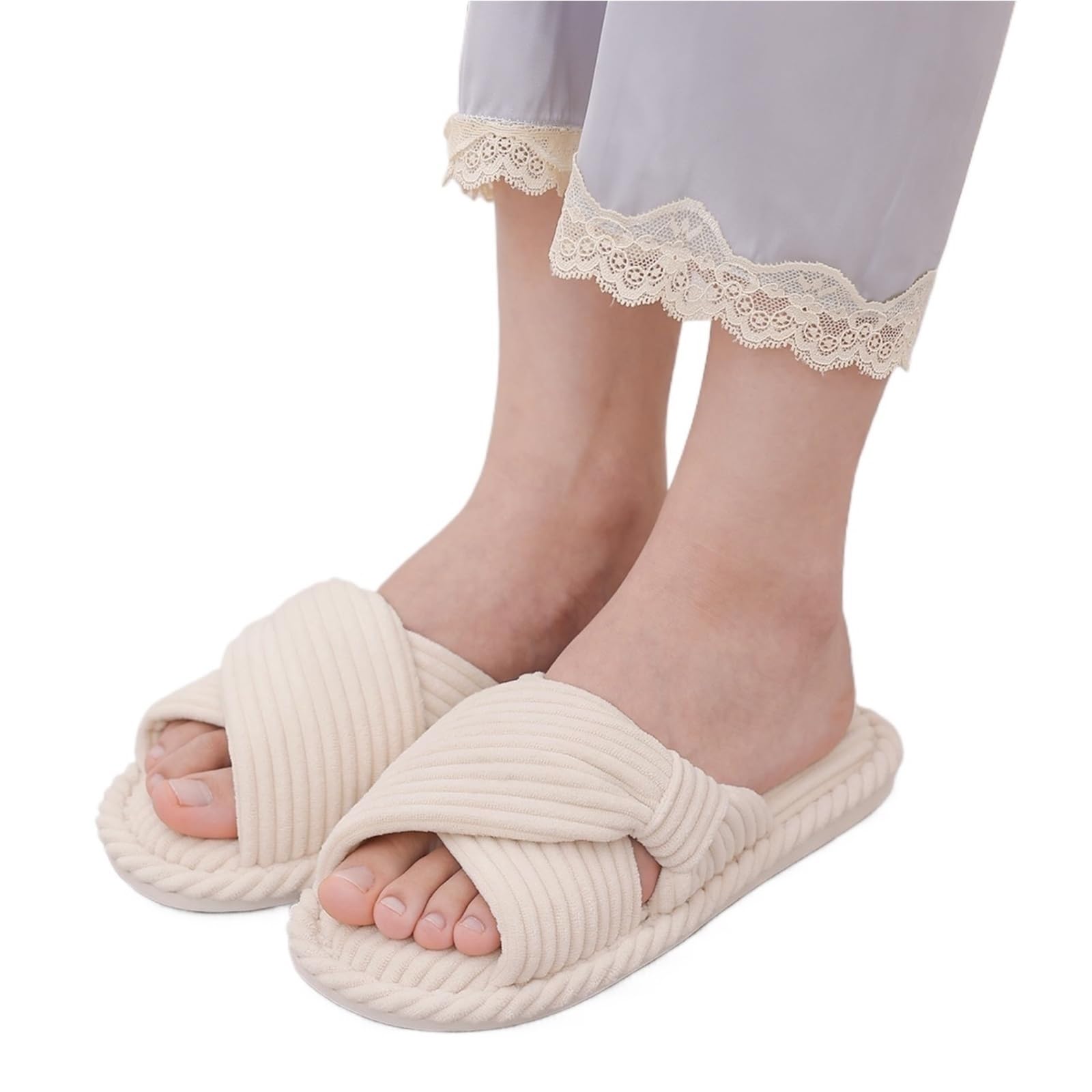 Ciabatte da donna, pantofole da casa aperte, pantofole da interno Per la Camera da Letto(Grey,250)