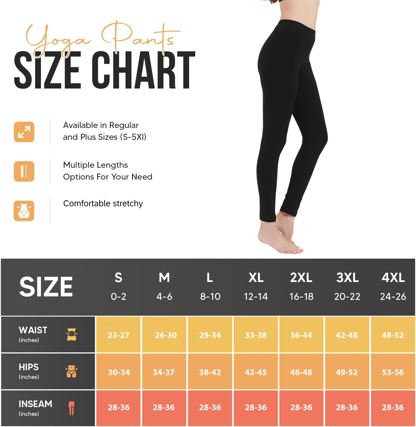 Women’s Cotton Spandex Yoga Leggings – Mid-Rise, Full-Length, Long Inseam Workout Casual Pants S-5X (32"-36") - Image 4