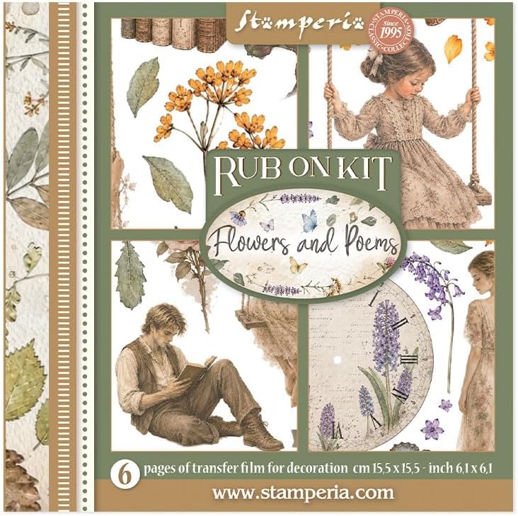 Stamperia Rub-on Kit (6 Pages) (Flowers and Poems)