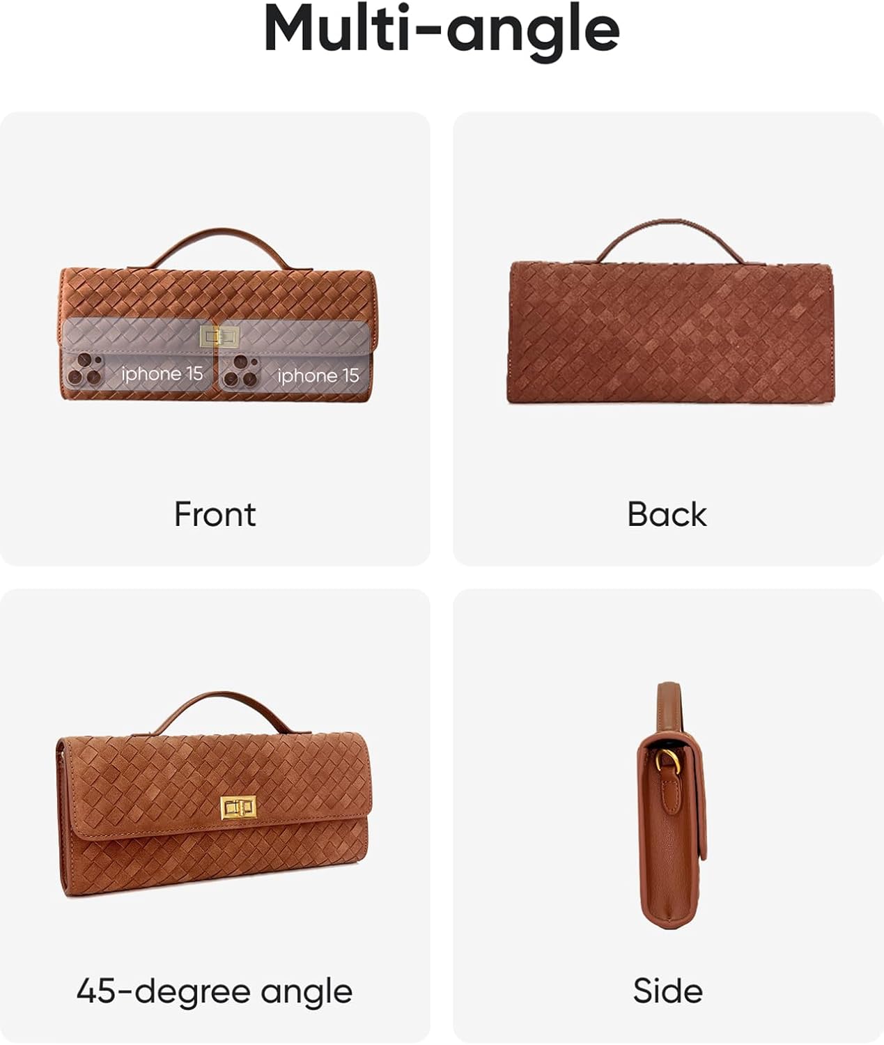 Stylish Woven Suede Handbag for Women - Trendy Evening Shoulder Bag & Casual Clutch Purse | Woven Suede - Image 5