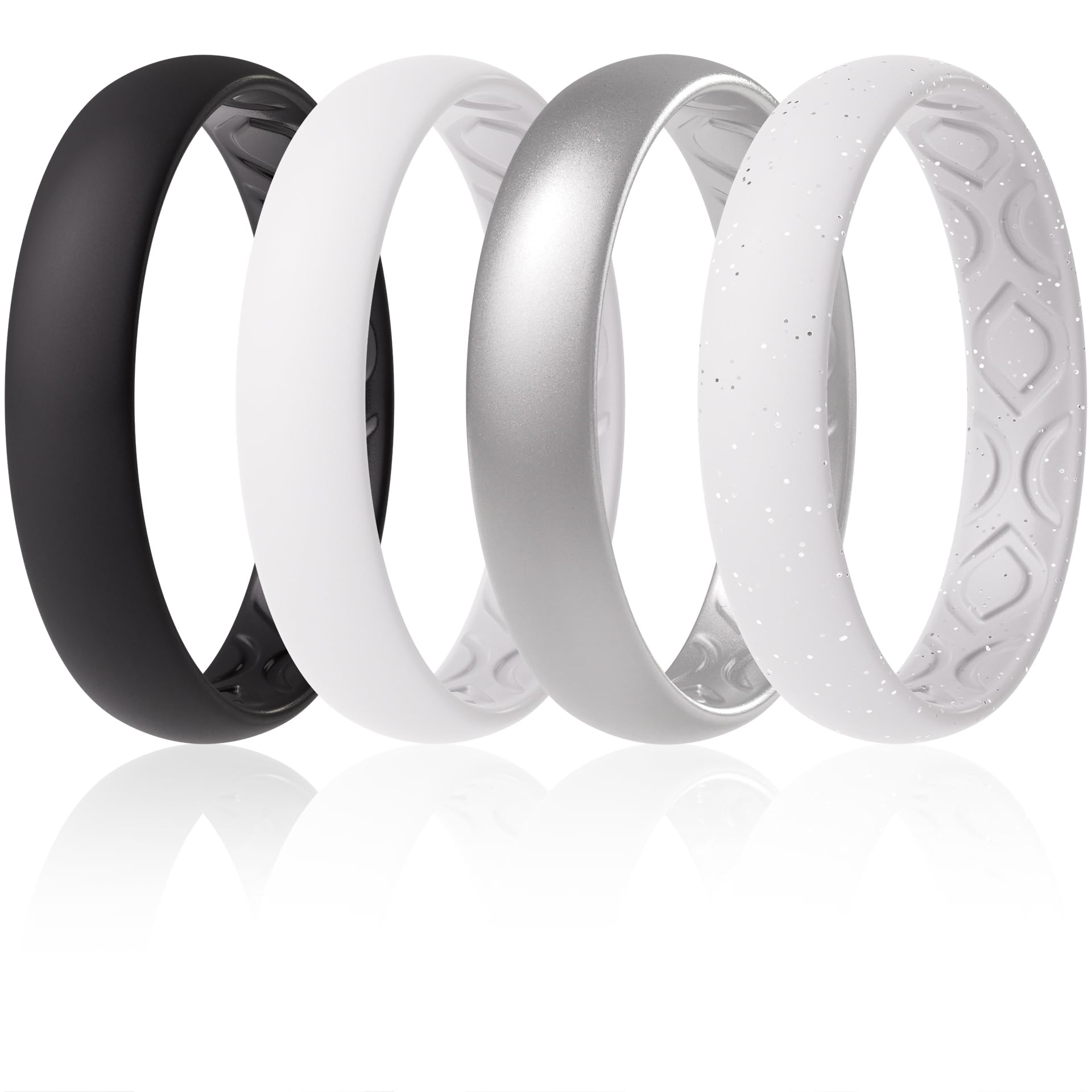 ThunderFit Women Breathable Silicone Bridal Rings Sets For Her, 4mm Wide