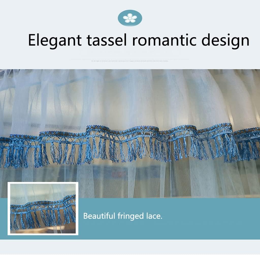 4 Corners Post Canopy Bed Curtain, with Cozy Drape Square Netting, 3 Opening Mosquito Net, Princess Bedroom Decoration (Color : Jade Color, Size : 200 * 220cm)