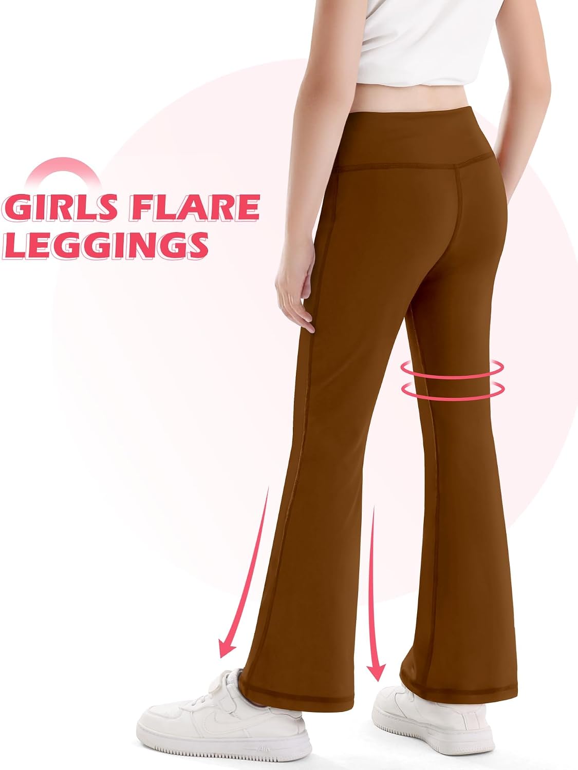 Toddler Girls Pants Flare Yoga Leggings Cross Over High Waisted Bell Bottom Pants for Toddler Kids Stretchy Casual Bootcut Leggings for Dance Activewear Full Length Brown 5Y-6Y