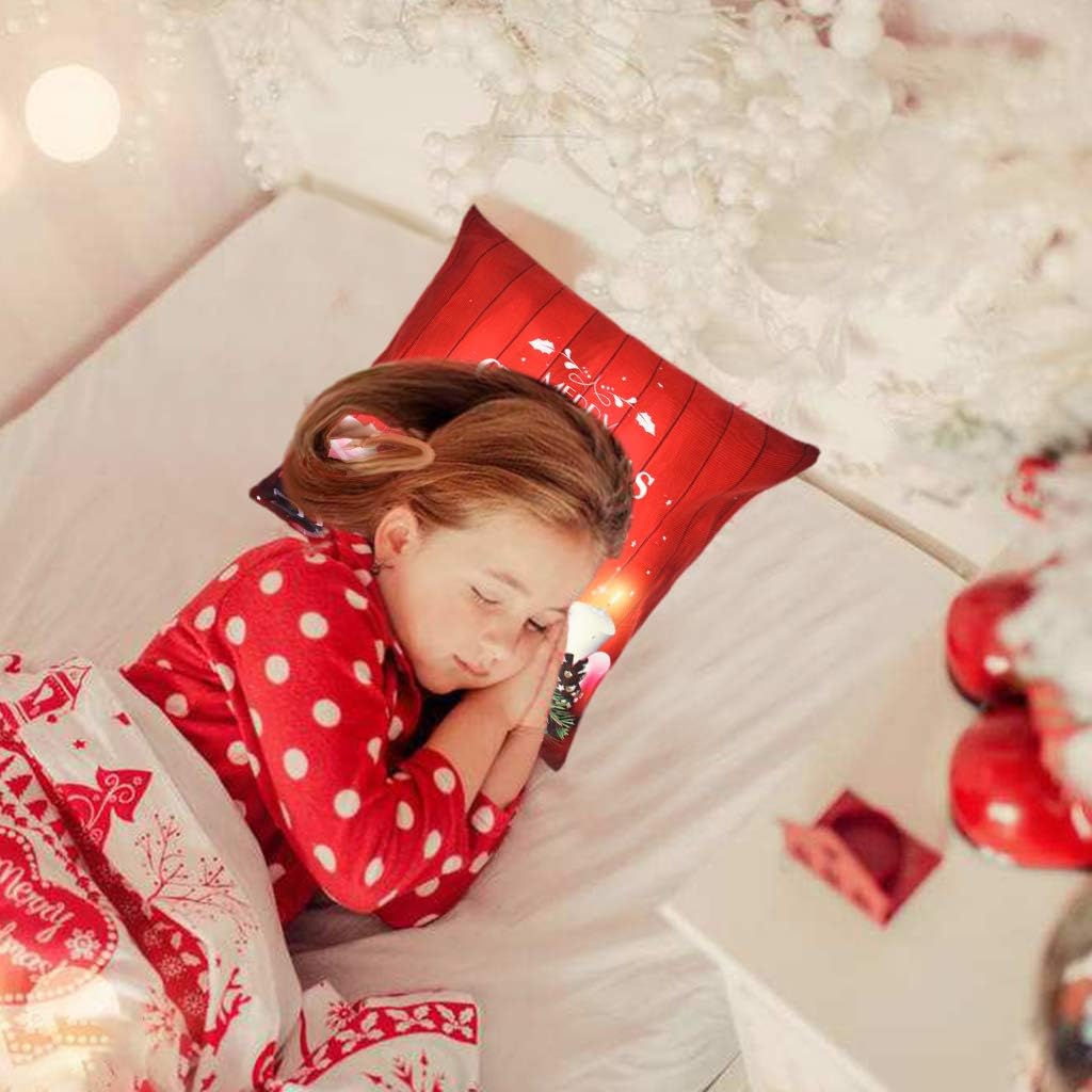 OWUDE Merry Christmas Pillow Covers 4 Pack, Super Soft Plush Cushion Covers Home Decorative Throw Pillow Cases for Living Room Study Bed Sofa, Red,18" x 18" (Red)