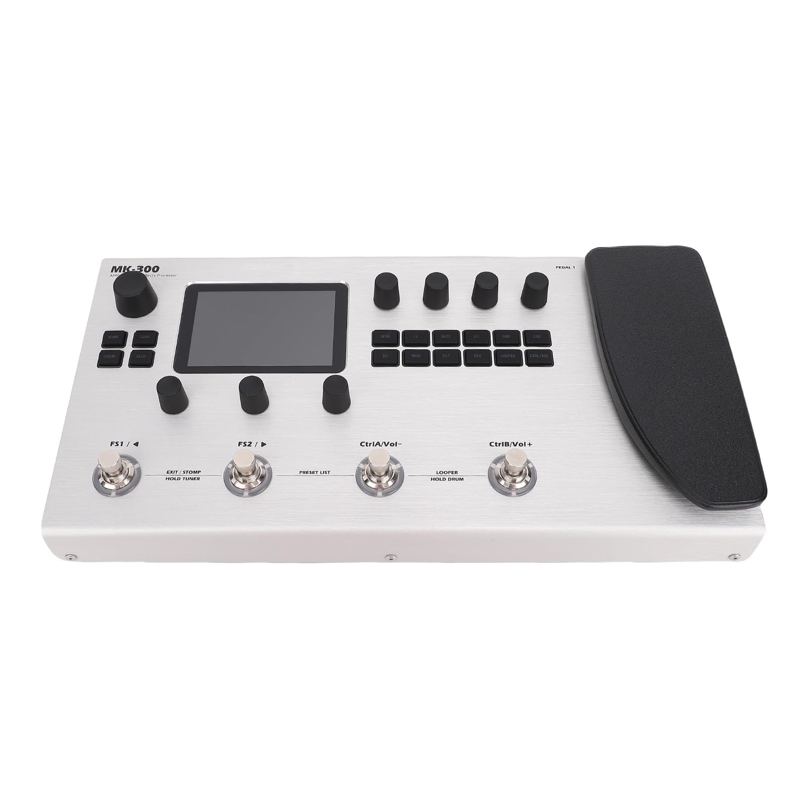 Luocute Procesador de Efectos de Guitarra, 120 AMP 320 Efectos Pantalla de 3,5 Pulgadas Interfaz MIDI USB OTG, con Control de Pedal de Expresión Caja de Ritmos Loop para Grabación de